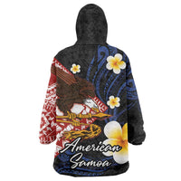 American Samoa Flag Day Wearable Blanket Hoodie Polynesian Tatau Art and Plumeria