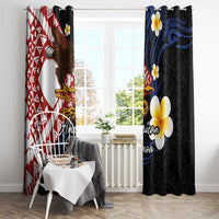 American Samoa Flag Day Window Curtain Polynesian Tatau Art and Plumeria