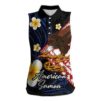 American Samoa Flag Day Women Sleeveless Polo Shirt Polynesian Tatau Art and Plumeria