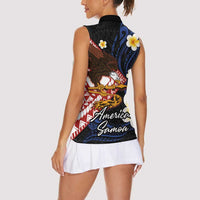 American Samoa Flag Day Women Sleeveless Polo Shirt Polynesian Tatau Art and Plumeria