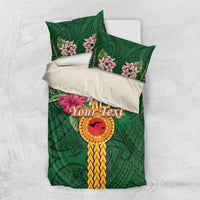 Manuʻa Islands Bedding Set Polynesian Style with Rooster Tattoo and Tropical Plants