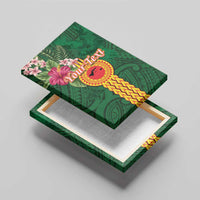 Manuʻa Islands Canvas Wall Art Polynesian Style with Rooster Tattoo and Tropical Plants