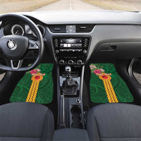 Manuʻa Islands Car Mats Polynesian Style with Rooster Tattoo and Tropical Plants