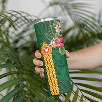 Manu'a Skinny Tumbler Polynesian Style with Rooster Tattoo and Tropical Plants