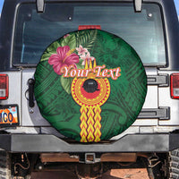Manuʻa Islands Spare Tire Cover Polynesian Style with Rooster Tattoo and Tropical Plants