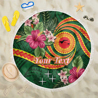 Manuʻa Islands Beach Blanket Polynesian Art Tattoo Style and Tropical Plants