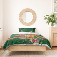Manuʻa Islands Bedding Set Polynesian Art Tattoo Style and Tropical Plants