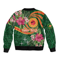 Manuʻa Islands Bomber Jacket Polynesian Art Tattoo Style and Tropical Plants