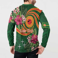 Manuʻa Islands Button Sweatshirt Polynesian Art Tattoo Style and Tropical Plants
