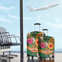 Manuʻa Islands Luggage Cover Polynesian Art Tattoo Style and Tropical Plants