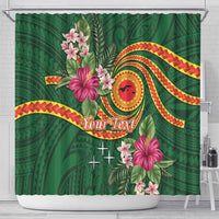 Manuʻa Islands Shower Curtain Polynesian Art Tattoo Style and Tropical Plants