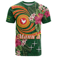 Manuʻa Islands T Shirt Polynesian Art Tattoo Style and Tropical Plants