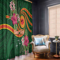 Manuʻa Islands Window Curtain Polynesian Art Tattoo Style and Tropical Plants