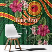 Manuʻa Islands Window Curtain Polynesian Art Tattoo Style and Tropical Plants