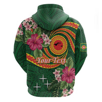 Manuʻa Islands Zip Hoodie Polynesian Art Tattoo Style and Tropical Plants