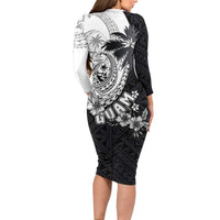 Hafa Adai Guam Family Matching Long Sleeve Bodycon Dress and Hawaiian Shirt Polynesian Palm Tree Tattoo Hibiscus and Plumeria Art