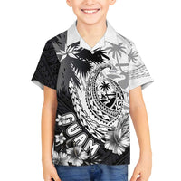 Hafa Adai Guam Family Matching Long Sleeve Bodycon Dress and Hawaiian Shirt Polynesian Palm Tree Tattoo Hibiscus and Plumeria Art