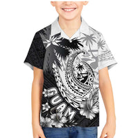 Hafa Adai Guam Family Matching Mermaid Dress and Hawaiian Shirt Polynesian Palm Tree Tattoo Hibiscus and Plumeria Art