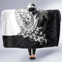 Hafa Adai Guam Hooded Blanket Polynesian Palm Tree Tattoo Hibiscus and Plumeria Art