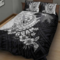 Hafa Adai Guam Quilt Bed Set Polynesian Palm Tree Tattoo Hibiscus and Plumeria Art