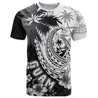 Hafa Adai Guam T Shirt Polynesian Palm Tree Tattoo Hibiscus and Plumeria Art
