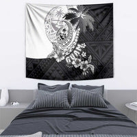 Hafa Adai Guam Tapestry Polynesian Palm Tree Tattoo Hibiscus and Plumeria Art