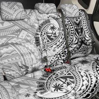 Guam-Land of the Chamorro Back Car Seat Cover Polynesian Tattoo Style Hibiscus and Plumeria Art