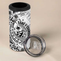 Guam-Land of the Chamorro 4 in 1 Can Cooler Tumbler Polynesian Tattoo Style Hibiscus and Plumeria Art