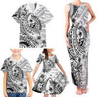 Guam-Land of the Chamorro Family Matching Tank Maxi Dress and Hawaiian Shirt Polynesian Tattoo Style Hibiscus and Plumeria Art