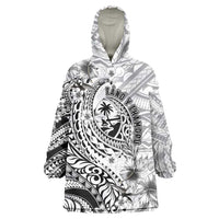 Guam-Land of the Chamorro Wearable Blanket Hoodie Polynesian Tattoo Style Hibiscus and Plumeria Art