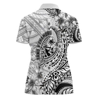 Guam-Land of the Chamorro Women Polo Shirt Polynesian Tattoo Style Hibiscus and Plumeria Art