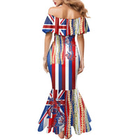 Hawaiian Sea Animals Family Matching Mermaid Dress and Hawaiian Shirt with Lei and Flag Style