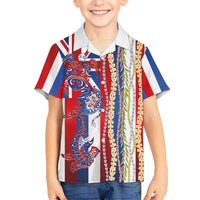 Hawaiian Sea Animals Kid Hawaiian Shirt with Lei and Flag Style LT03 Kid Multicolor - Polynesian Pride