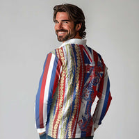Hawaiian Sea Animals Long Sleeve Polo Shirt with Lei and Flag Style LT03 - Polynesian Pride