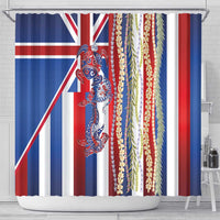 Hawaiian Sea Animals Shower Curtain with Lei and Flag Style LT03 - Polynesian Pride