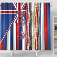 Hawaiian Sea Animals Shower Curtain with Lei and Flag Style LT03 - Polynesian Pride