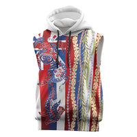 Hawaiian Sea Animals Sleeveless Hoodie with Lei and Flag Style LT03 Multicolor - Polynesian Pride