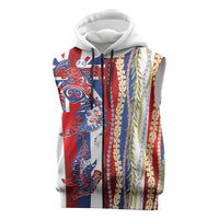 Hawaiian Sea Animals Sleeveless Zip Hoodie with Lei and Flag Style LT03 Multicolor - Polynesian Pride
