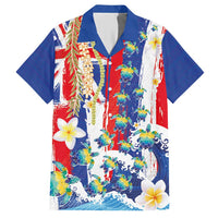 Hawaiian Sea Turtles and Plumeria Hawaiian Shirt with Lei and Flag Grunge Style LT03 Multicolor - Polynesian Pride