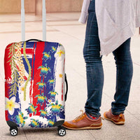 Hawaiian Sea Turtles and Plumeria Luggage Cover with Lei and Flag Grunge Style LT03 Multicolor - Polynesian Pride