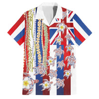 Hawaiian Polynesian Tribal Turtles Family Matching Off The Shoulder Long Sleeve Dress and Hawaiian Shirt with Lei and Flag Style
