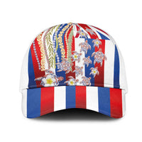 Hawaiian Polynesian Tribal Turtles Mesh Trucker Cap with Lei and Flag Style LT03 One Size White Multicolor - Polynesian Pride