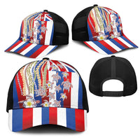 Hawaiian Polynesian Tribal Turtles Mesh Trucker Cap with Lei and Flag Style LT03 - Polynesian Pride
