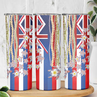 Hawaiian Polynesian Tribal Turtles Skinny Tumbler with Lei and Flag Style