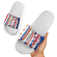 Hawaiian Polynesian Tribal Turtles Slide Sandals with Lei and Flag Style