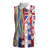 Hawaiian Polynesian Tribal Turtles Women Sleeveless Polo Shirt with Lei and Flag Style LT03 Female Multicolor - Polynesian Pride