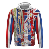 Hawaiian Polynesian Tribal Turtles Zip Hoodie with Lei and Flag Style LT03 Pullover Hoodie Multicolor - Polynesian Pride