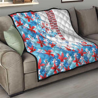 Hawaiian Tribal Manta Ray Quilt Kakau Tattoo and Flowers Surfing Waves Pattern Ocean Color LT03 - Polynesian Pride