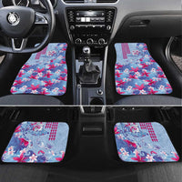 Hawaiian Tribal Manta Ray Car Mats Kakau Tattoo and Flowers Surfing Waves Pattern Soft Color LT03 Set 4pcs Multicolor - Polynesian Pride