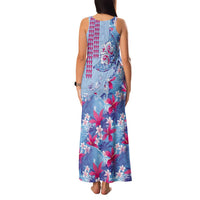 Hawaiian Tribal Manta Ray Family Matching Tank Maxi Dress and Hawaiian Shirt Kakau Tattoo and Flowers Surfing Waves Pattern Soft Color